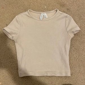 H&M basic cream crop top US small